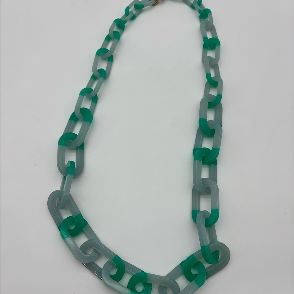 J. Crew Green and Frosted Link Chain Necklace